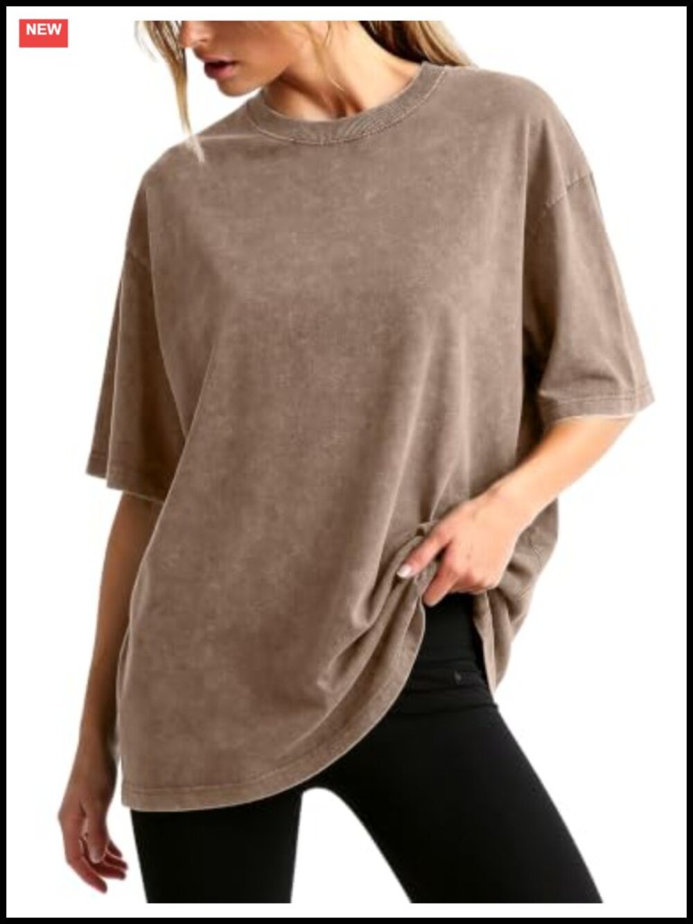 Oversized Cotton Crewneck Short Sleeve Tee Vintage Acid Wash Boyfriend Fit